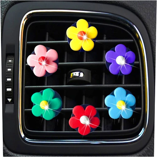 NTRR 6 Pcs Flower Air Vent Clips, Cute Daisy Car Air Fresheners Vents Clips Car Diffuser Vent Clip Glam Car Interior Decor Charm Daisy Cute Car Accessories for Women(Bright)