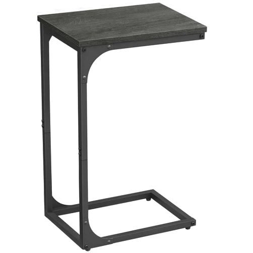VASAGLE C-Shaped End Table, Small Side Table for Couch, Sofa Table with Metal Frame for Living Room, Bedroom, Bedside, Misty Gray and Black