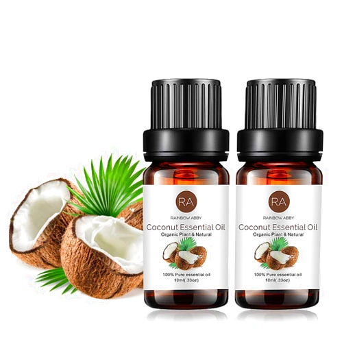 RAINBOW ABBY 2-Pack Coconut Essential Oil, Pure, Undiluted, Therapeutic Grade Coconut Oil - 2x10 mL