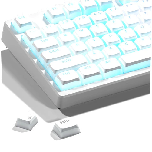 OHY XVX Pudding Keycaps – Translucent PBT White Keycaps, XDA Profile, 117 Keys Compatible with 61/68/84/87/104 Mechanical Keyboards for MX Switches, Shine Through Keycaps Design
