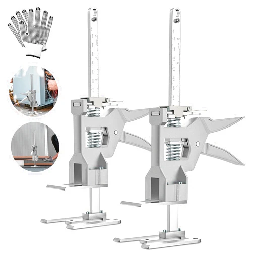 Jefuzh Labor Saving Arm Jack 2 Pack, 12 Inch All-Metal Hand Lifting Jack Tool, 440LBS Capacity Precise Control Slow/Fast Descent Furniture Jacks Lifter for Lifting Door Furniture, Wall Tile Positioning