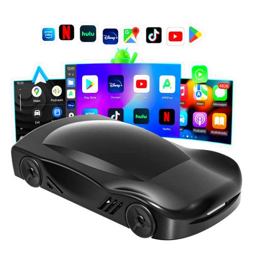LERANDA Wireless CarPlay Adapter with Disney+ Netflix YouTube Google Play, Wireless Android Auto Adapter for OEM Wired Carplay Cars, Magic Box Carplay Ai Box,Plug&Play,TF Card,Mirroring,iPhone/Android