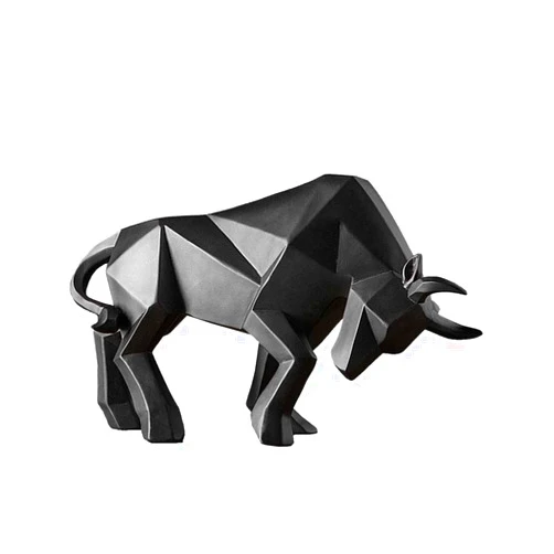 XUEYEGONGJI Bull Statue, 14 inches Resin Bulls Sculpture, Abstract Figurine Business Gift Home Decoration Modern Accessories (Black) resin sculpture