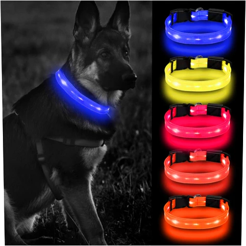 ANTECESSOR Led Dog Collar for Dogs, Waterproof Adjustable USB Rechargeable Available in 6 Hours Flashing Light Collar with PPC Material,for Medium and Large Dogs(Blue)
