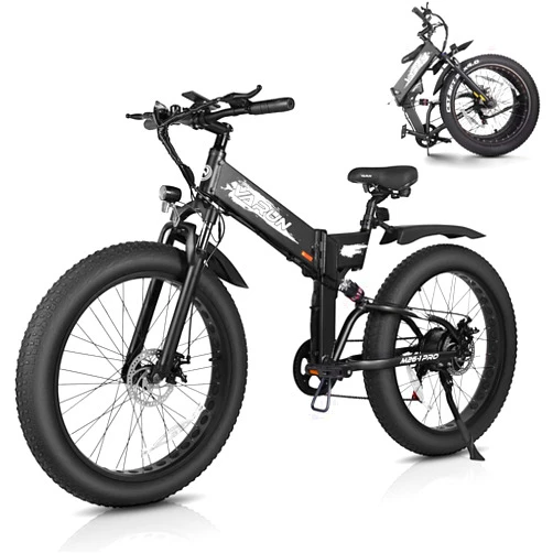 VARUN Electric Bike for Adults - Peak 750W Folding Electric Bike with 48V Anti-Theft Battery - Full Suspension Ebike for All Terrains Up to 25+MPH, 60+ Miles