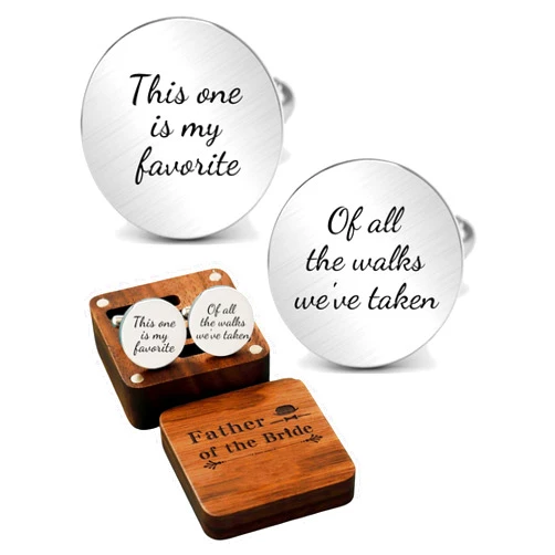 Kooer Personalized Engraved Cuff Links Tie Clip Set Custom Engrave Phrase Wedding Cufflinks Jewelry Gift for Father Dad Of all the Walks We've taken This one is my Favorite