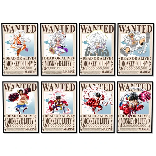 EPanda Luffy Wanted Poster Set, Posters,Aesthetic Wall Collage Kit Anime Pictures Art Print for Kids Bedroom Wall Decor Art Print,11.5x16.5 inches,Set of 8 pcs