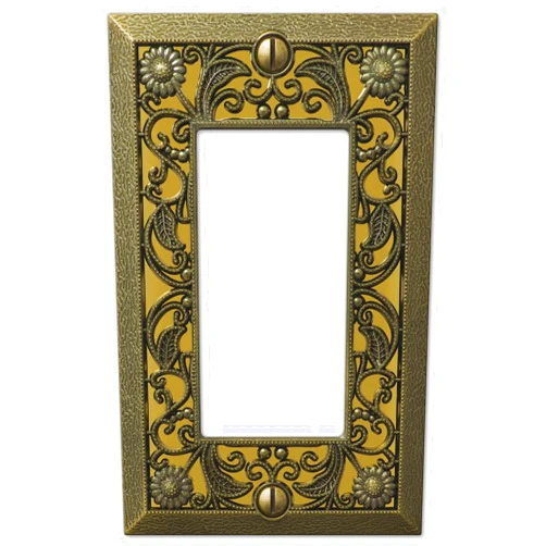 Amerelle Filigree Single Rocker Cast Metal Wallplate in Antique Brass, 1 Rocker GFCI
