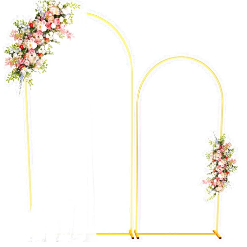 FWW Metal Arch Backdrop Stand, 7.2FT+6FT Wedding Arch Backdrop Stand, Set of 2 Gold Metal Arch Backdrop Stand, Wedding Arch Frame for Wedding Birthday Party Baby Shower Graduation Ceremony Decor