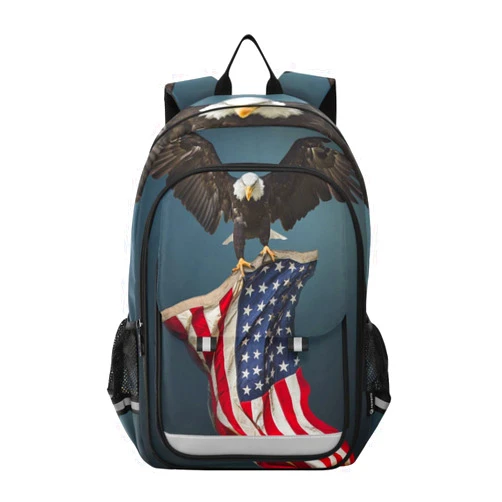 ALAZA Usa American Flag Bald Eagle Us Laptop Backpack Purse for Women Men Travel Bag Casual Daypack with Compartment & Multiple Pockets