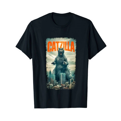 CATZILLA Funny Kitten and Cat Art CATZILLA Cat Lovers Japanese Art Funny Cat T-Shirt