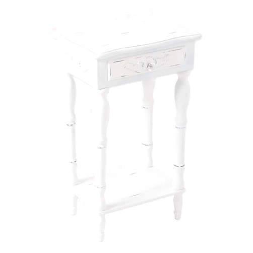 Sunshine Megastore Furniture Creations Carved Wood Shabby Top White Side Night End Table Chic