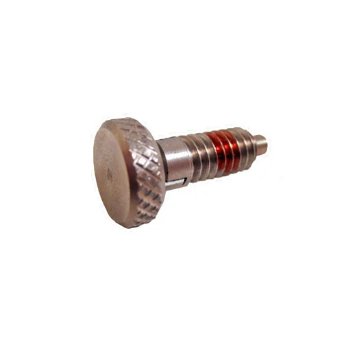 JW Winco LRSS Series Stainless Steel Lock-Out Type Hand Retractable Spring Plunger with Knurled Handle, with Patch, 1/4
