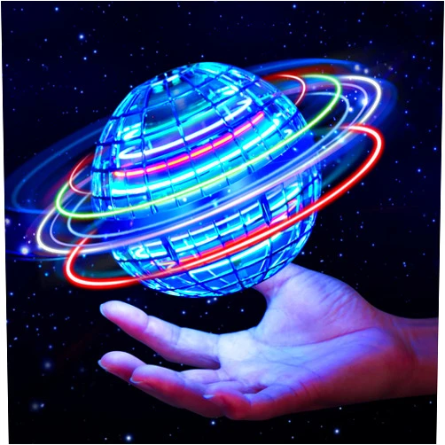 GQIXKI Flying Ball Toys, Flying Orb Hover Ball, 360° Rotating Soaring Orb Toy,Nebula Soaring Orb Toy, Magic Led Lights Floating Fly Space Ball (Blue)