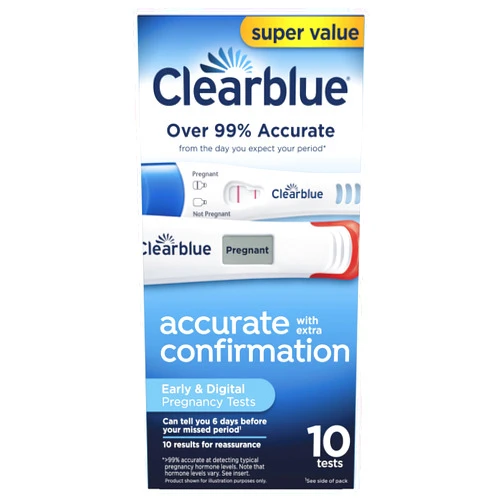 Clearblue Early Pregnancy Test Kit, at-Home Pregnancy Test Kit for Women, hCG Hormone Pregnancy Tests with Easy-to-Read Results, 10 Tests