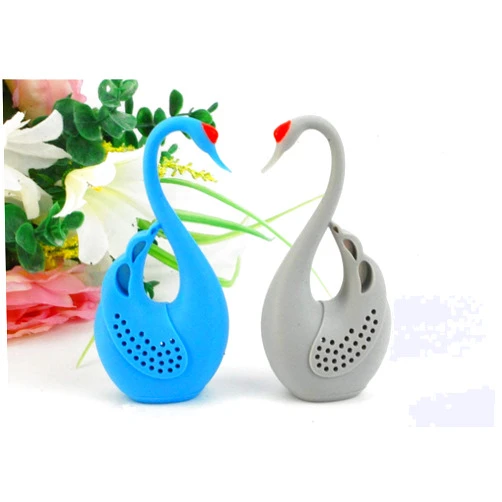 ARTIWARE 2 paks Swans Love Birds Shape Set of 2 Tea Infuser Loose Leaf Strainer Herbal & Fruit Tea Filter Diffuser Food Grade Silicone in Gray & Blue