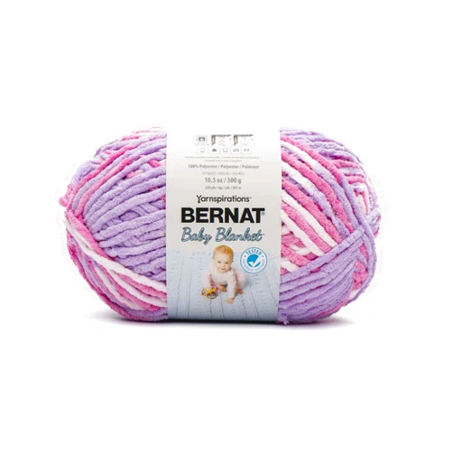 Bernat BABY BLANKET BB Pretty Girl Yarn - 1 Pack of 10.5oz/300g - Polyester - #6 Super Bulky - 220 Yards - Knitting/Crochet