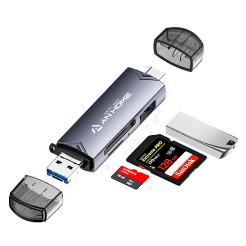 AnHome Smart Home AnHome SD Card Reader USB C 6 in 1 OTG Memory Adapter Connector USB 3.0 USB C Micro USB Supports SD/MicroSD/SDXC/SDHC/MMC/RS-MMC/UHS-I Compatible with MacBook iPad Pro, Android Phone, PC, Laptop etc