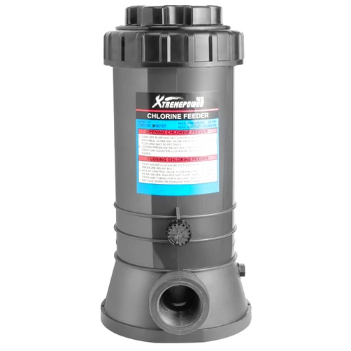 XtremepowerUS Inline Automatic Chlorinator Chemical Chlorine Feeder for Above Ground Pool, Inground Swimming Pool Chlorine Dispenser Tablet in-line Auto Chlorinator 3-Inch