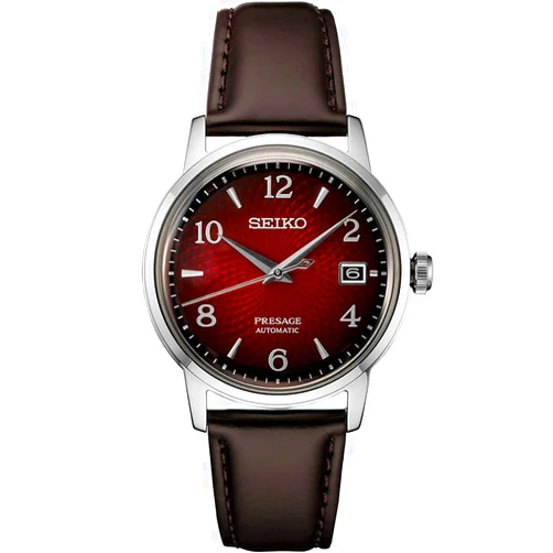 SEIKO Automatic Watch for Men - Presage Cocktail Time - Patterned with Golden Numerals and Date Calendar, 50m Water-Resistant