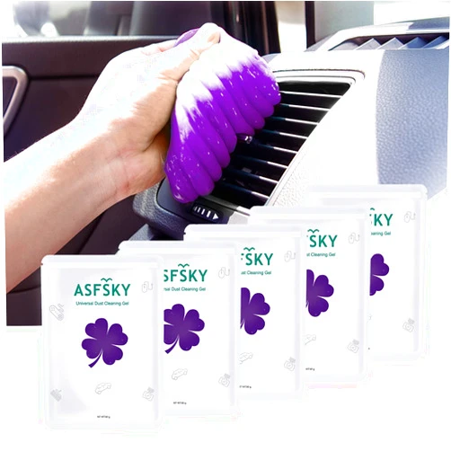 ASFSKY Car Putty Car Cleaning Gel Car Cleaning Putty Car Gel Cleaner Car Slime for Car Dust Cleaner Keyboard Dust Cleaning Gel 5 Pack (Purple)