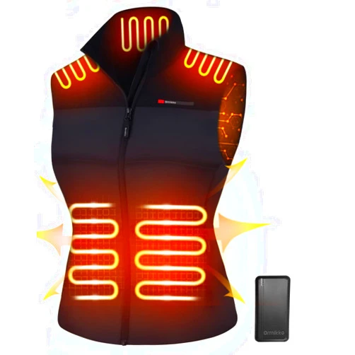 ORRNIKKO Classic Women's Heated Vest - Stand Heated Collar,With 7.4V 16000mAh Battery Pack, Rechargeable Heated Vest Women