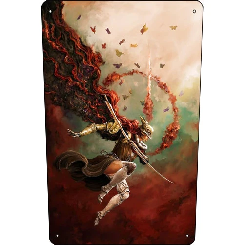 Oedrtqi Malenia - Elden Ring Game Poster 8 x 12 Inch Funny Metal Tin Sign Game Room Man Cave Wall Decor