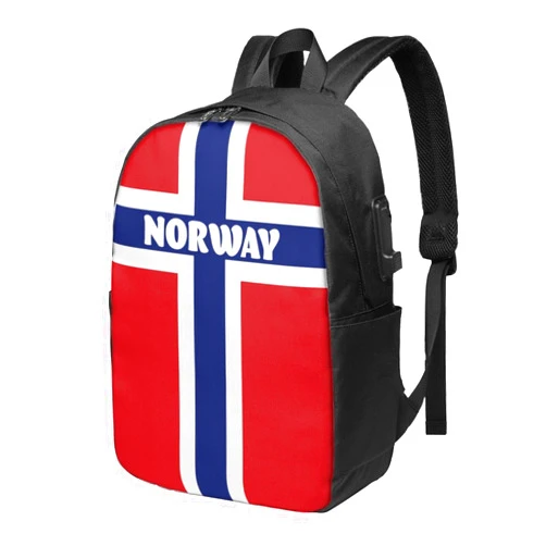 SUNNYEE Norwegian Norway Flag Laptop Backpacks Travel Backpack Casual Business Daypack Sport Rucksack Computer Bag Fits up to 17 Inch Notebook with USB Port