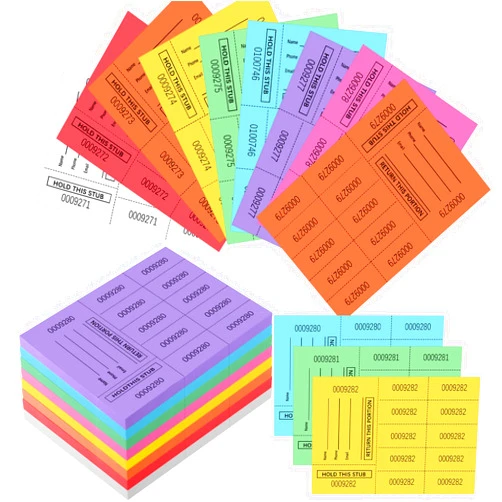 Kosiz 300 Sheets Raffle Tickets Sheets Hold This Stub Chinese Auction Tickets 3.3 x 4.5 Inch Basket Raffle Tickets with 10 Bid Number for Silent Events Fundraiser Classroom School Prize(Multicolor)
