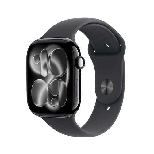 Apple Watch Series 11 (GPS, 46MM) Jet Black Aluminum Case with Black Sport Band - M/L (Renewed)