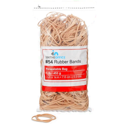 1InTheOffice Rubber Bands #54, Size 54 Rubber Bands, Beige, Assorted 1 lb/Box