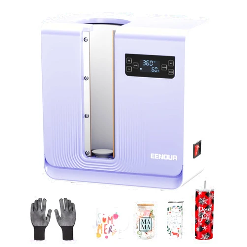 EENOUR Fully Auto Tumbler Heat Press Machine, Auto Rotate Tumbler Press, Pressure Setting Mug Heat Press for Seamless Print, Even Heating Cup Press, for 2.55