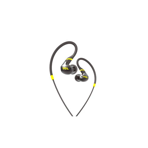 TCL Actv100 in-Ear Earbuds Active Noise Isolating Wired Secure Fit Sweatproof Headphones with Built-in Mic – Black