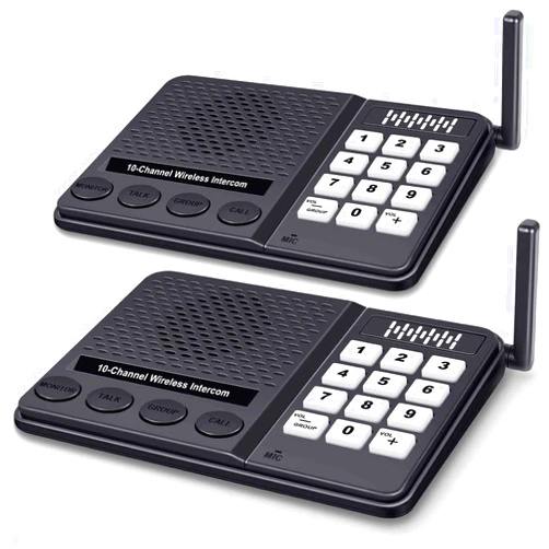 GLCONN Intercoms Wireless for Home - 10 Channel 3 Privacy Code Wireless Intercom System for Home House Business Office - GLCONN 1.1 Mile Range Room to Room Intercom Communication System - 2 Pack