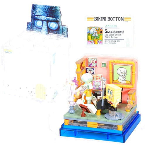 ROLOSO Sponge Squarepants Toy Building Brick Blocks Toys Sets 351 pcs Box kit Action Figures Pineapple House Patrick Stone Star Home for Creative Boys and Girls Fans Great Gift STEM