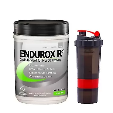 Endurox PacificHealth R4, Post Workout Recovery Drink Mix with Protein, Carbs, Electrolytes and Antioxidants for Superior Muscle Recovery, Net Wt. 2.29 lb, 14 Serving (Lemon Lime) with Shaker