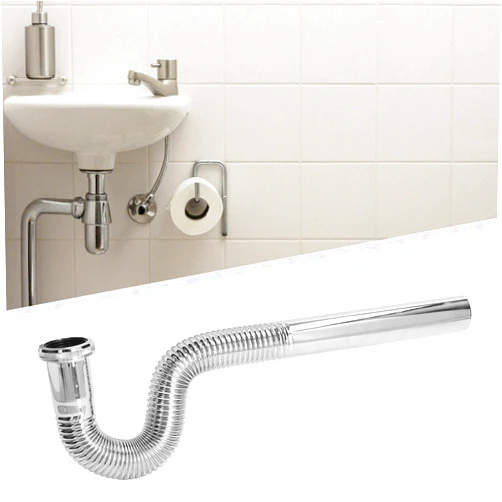 Yuecoom Brass Flexible P Trap Pipe, Corrugated Decorative No Odor Bendable Sink Drain Tubing for Bathroom Kitchen Sink Drain