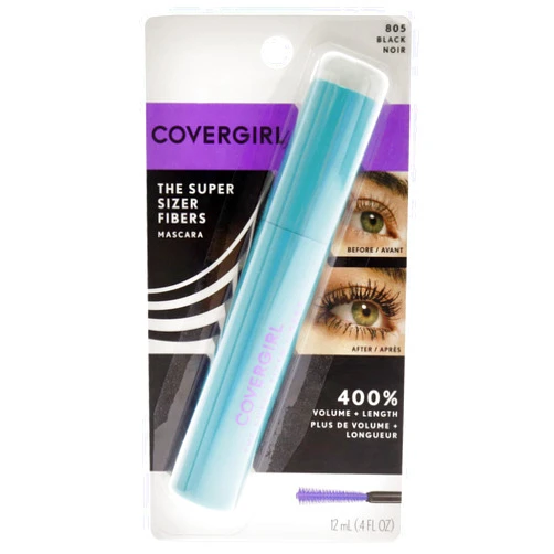 COVERGIRL Super Sizer Fibers Mascara, Black 805, 0.35 Ounce (Packaging May Vary) Volumizing Mascara with Brush