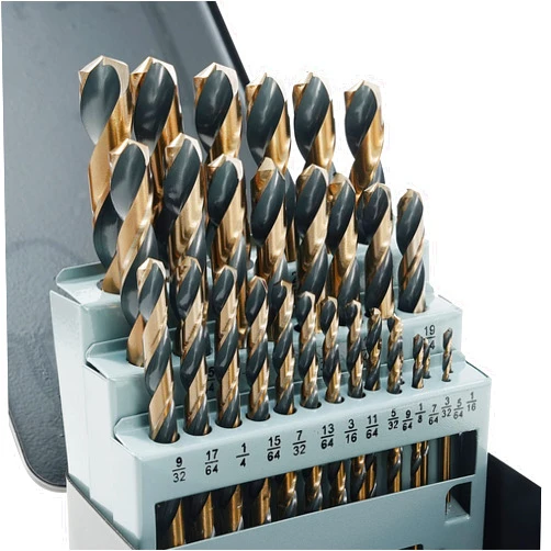 GMTOOLS 29Pcs Cobalt Drill Bit Set, 135 Degree Tip High Speed Steel with Black and Gold Finish, Stainless Steel, Plastic and Wood with Metal Indexed Storage Case 1/16