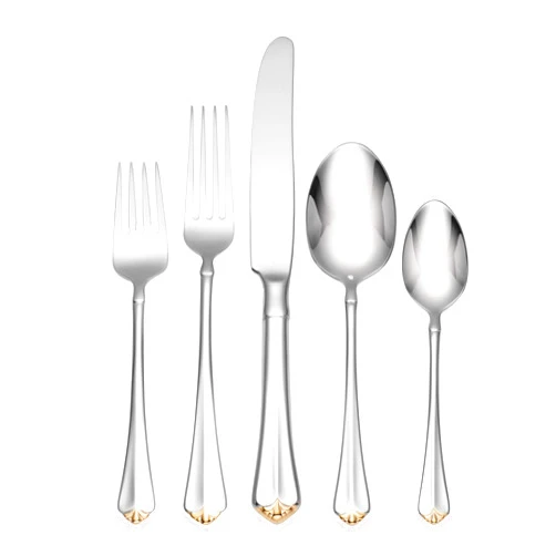 Oneida Golden Juilliard 5 Piece Fine Flatware Set, 18/10 Stainless, Service for 1,Silver
