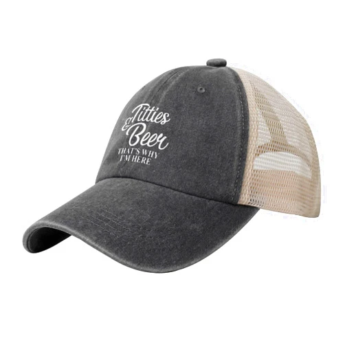 VXIMURVEL Titties and Beer That's Why I'm Here Cowboy Mesh Baseball Cap Denim Baseball Cap Baseball Cap