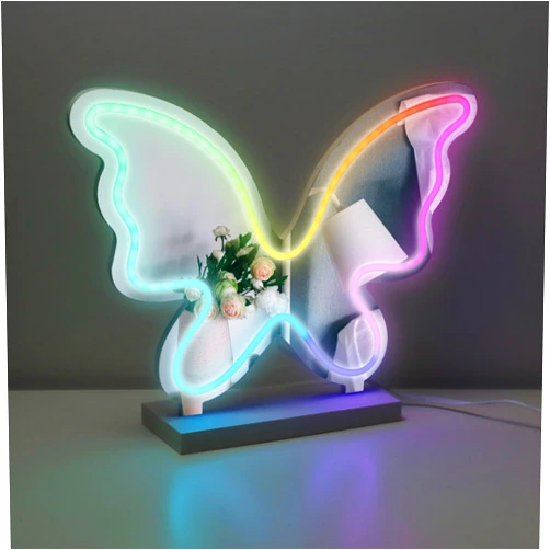 Wireless Express LED Neon Light Mirror Butterfly Lamp w/Remote Control, 16 Color Options, for Kids Room, Bedroom, Living Room, Bedside Table, Desk, Home Decor, Dorm Room