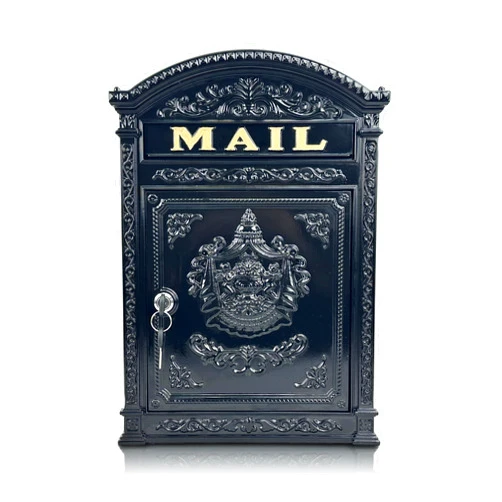 Linton Arts Vintage Mailboxes for Outside, Large Cast Aluminum Locking Mailbox, Weatherproof Metal Mail Boxes for House Outside, Decorative Mailbox Wall Mount for Home Outdoor(12.28