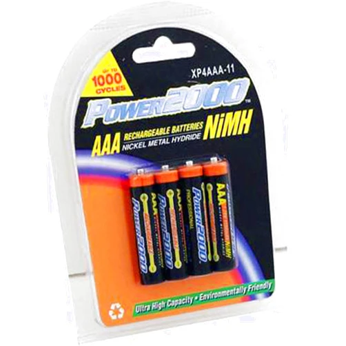 Power 2000 Power2000 XP4AAA-11 1150mAh NiMH AAA Rechargeable Batteries (4 Pack)