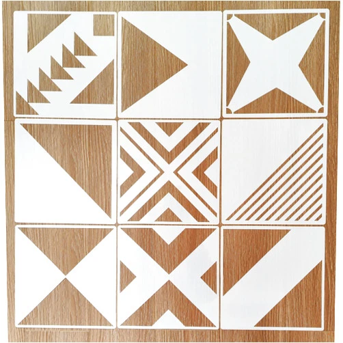 Cyy.lcm Reusable Wall Stencil Set of 9 8x8inch Tile Templates Classical Pattern Painting Template for DIY Decor, Painting on Wood, Airbrush, Rocks and Walls Art(Triangles)