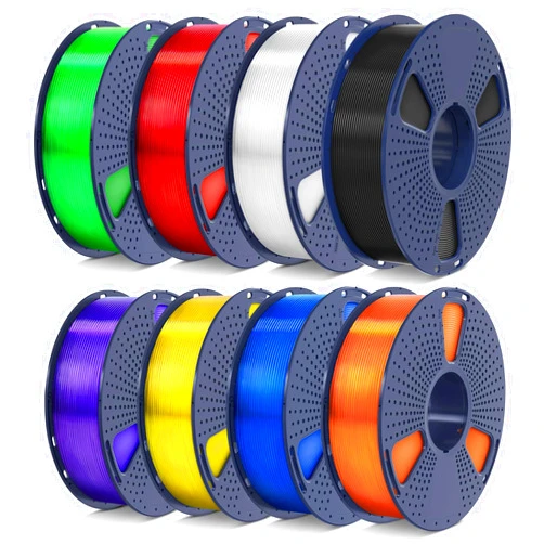 SUNLU PLA Filament 1.75 Bundle, Individually Vacuum Packed, 2kg in Total, 0.25kg per Spool, 8 Pack, Black+Clear +Clear Yellow+Clear Blue+Clear Green+Clear Purple+Clear Red+Clear Orange
