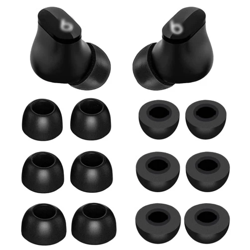 IiEXCEL Replacement Memory Foam Compatible with Beats Fit Pro/Studio Buds + Ear Tips, 6 Pairs S/M/L Cancel Noise Fit in Case Comfortable No Silicone Pain for Beat Fit Pro/Studio Buds - Foam Black