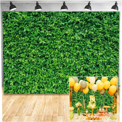 Msocio 7x5ft Polyester Spring Greenery Leaves Grass Nature Photography Backdrop Green Grass Background for Birthday Wedding Safari Dinosaur Baby Shower Party Decorations Banner Portrait Photo Booth