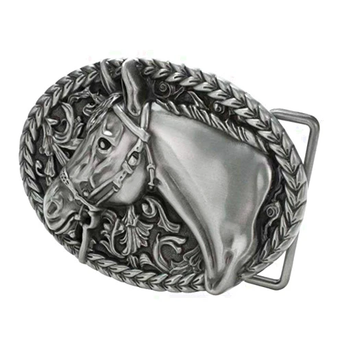 Ivory Falcon Western Horse Belt Buckle Silver