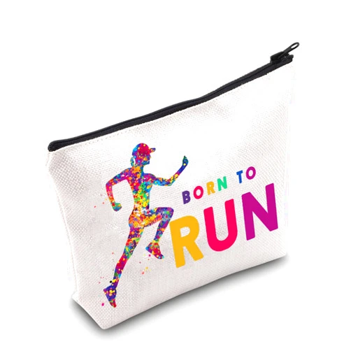 LEVLO Running Girls Cosmetic Make Up Bag Runner Gifts Idea Born To Run Makeup Zipper Pouch Bag (Born To Run)